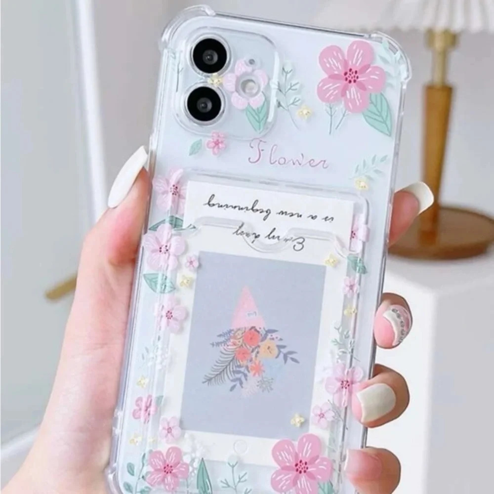 ⚠️Clearance🌸iPhone 14/Pro Max/Plus Cute Floral iPhone Case With Card Slot - Picture 1 of 4